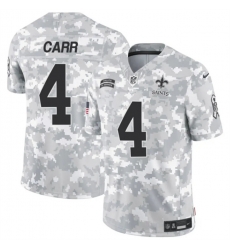 Youth New Orleans Saints 4 Derek Carr 2024 F U S E Arctic Camo Salute To Service Limited Stitched Football Jersey