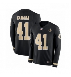 Youth Nike New Orleans Saints 41 Alvin Kamara Limited Black Therma Long Sleeve NFL Jersey