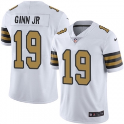 Youth Nike Saints #19 Ted Ginn Jr White Stitched NFL Limited Rush Jersey