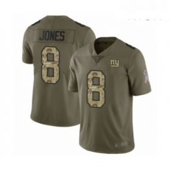 Mens New York Giants 8 Daniel Jones Limited Olive Camo 2017 Salute to Service Football Jersey