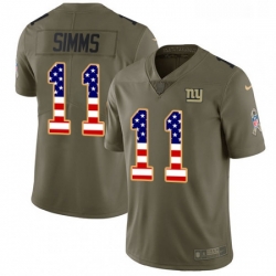 Mens Nike New York Giants 11 Phil Simms Limited OliveUSA Flag 2017 Salute to Service NFL Jersey