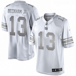 Mens Nike New York Giants 13 Odell Beckham Jr Limited White Platinum NFL Jersey