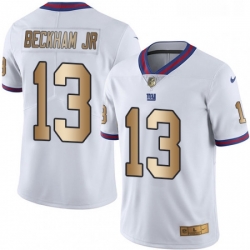 Mens Nike New York Giants 13 Odell Beckham Jr Limited WhiteGold Rush NFL Jersey