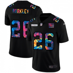 New York Giants 26 Saquon Barkley Men Nike Multi Color Black 2020 NFL Crucial Catch Vapor Untouchable Limited Jersey