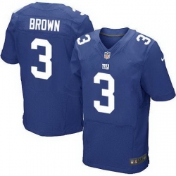 Nike Giants #3 Josh Brown Royal Blue Team Color Mens Stitched NFL Elite Jersey