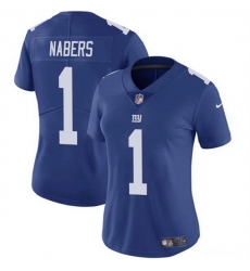 Women New York Giants 1 Malik Nabers Blue Vapor Stitched Jersey