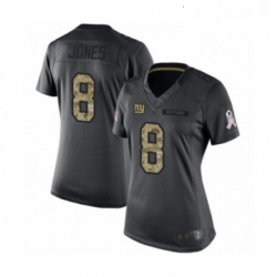 Womens New York Giants 8 Daniel Jones Limited Black 2016 Salute to Service Football Jersey