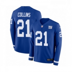 Youth Nike New York Giants 21 Landon Collins Limited Royal Blue Therma Long Sleeve NFL Jersey