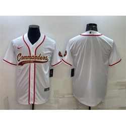 Men Washington Commanders Blank White With Patch Cool Base Stitched Baseball Jersey