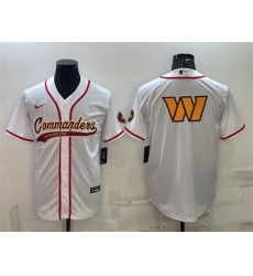 Men Washington Commanders White Team Big Logo With Patch Cool Base Stitched Baseball Jersey