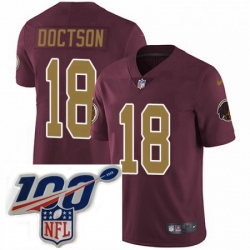 Mens Nike Washington Redskins 18 Josh Doctson Burgundy RedGold Number Alternate 80TH Anniversary Vapor Untouchable Limited Stitched 100th anniversary Neck 