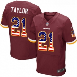 Mens Nike Washington Redskins 21 Sean Taylor Elite Burgundy Red Home USA Flag Fashion NFL Jersey