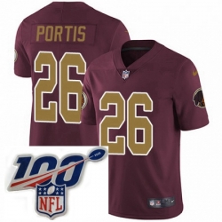 Mens Nike Washington Redskins 26 Clinton Portis Burgundy RedGold Number Alternate 80TH Anniversary Vapor Untouchable Limited Stitched 100th anniversary Nec