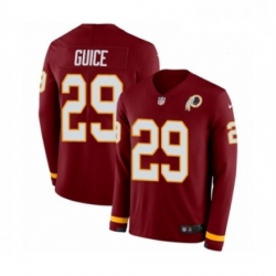 Mens Nike Washington Redskins 29 Derrius Guice Limited Burgundy Therma Long Sleeve NFL Jersey