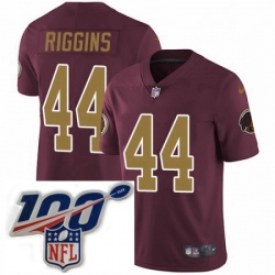 Mens Nike Washington Redskins 44 John Riggins Burgundy RedGold Number Alternate 80TH Anniversary Vapor Untouchable Limited Stitched 100th anniversary Neck 