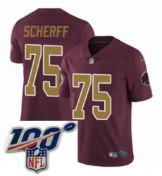 Mens Nike Washington Redskins 75 Brandon Scherff Burgundy RedGold Number Alternate 80TH Anniversary Vapor Untouchable Limited Stitched 100th anniversary Ne