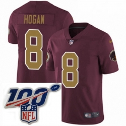 Mens Nike Washington Redskins 8 Kevin Hogan Burgundy RedGold Number Alternate 80TH Anniversary Vapor Untouchable Limited Stitched 100th anniversary Neck Pa