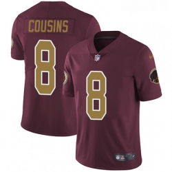 Mens Nike Washington Redskins 8 Kirk Cousins Burgundy RedGold Number Alternate 80TH Anniversary Vapor Untouchable Limited Player NFL Jersey