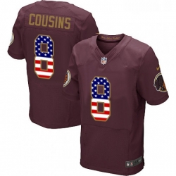 Mens Nike Washington Redskins 8 Kirk Cousins Elite Burgundy Red Alternate USA Flag Fashion NFL Jersey