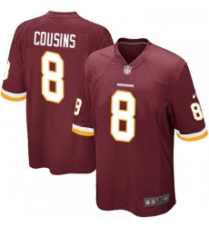 Mens Nike Washington Redskins 8 Kirk Cousins Game Burgundy Red Team Color NFL Jersey