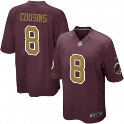 Mens Nike Washington Redskins 8 Kirk Cousins Game Burgundy RedGold Number Alternate 80TH Anniversary NFL Jersey