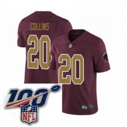 Mens Washington Redskins 20 Landon Collins Burgundy Red Gold Number Alternate 80TH Anniversary Vapor Untouchable Limited Stitched 100th anniversary Neck Pa