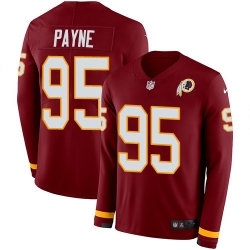 Nike Redskins #95 Da 27Ron Payne Burgundy Red Team Color Men Stitched NFL Limited Therma Long Sleeve Jersey