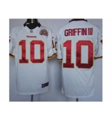 Nike Washington RedSkins 10 Robert Griffin III white Game 80TH Patch NFL Jersey