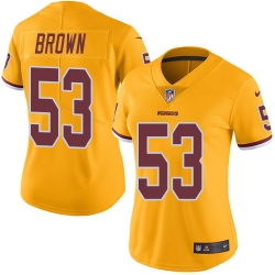 Nike Redskins #53 Zach Brown Gold Womens Stitched NFL Limited Rush Jersey