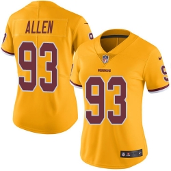 Nike Redskins #93 Jonathan Allen Gold Womens Stitched NFL Limited Rush Jersey