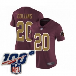 Women Washington Redskins 20 Landon Collins Burgundy Red Gold Number Alternate 80TH Anniversary Vapor Untouchable Limited Stitched 100th anniversary Neck P