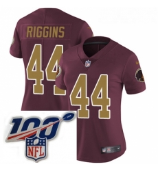 Womens Nike Washington Redskins 44 John Riggins Burgundy RedGold Number Alternate 80TH Anniversary Vapor Untouchable Limited Stitched 100th anniversary Nec