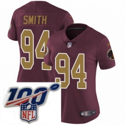 Womens Nike Washington Redskins 94 Preston Smith Burgundy RedGold Number Alternate 80TH Anniversary Vapor Untouchable Limited Stitched 100th anniversary Ne