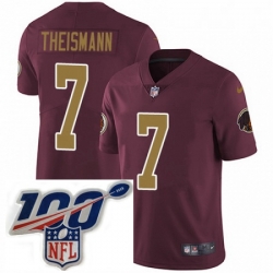 Youth Nike Washington Redskins 7 Joe Theismann Burgundy RedGold Number Alternate 80TH Anniversary Vapor Untouchable Limited Stitched 100th anniversary Neck