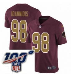 Youth Nike Washington Redskins 98 Matt Ioannidis Burgundy Red Gold Number Alternate 80TH Anniversary Vapor Untouchable Limited Stitched 100th anniversary N