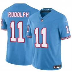 Men Tennessee Titans 11 Mason Rudolph Blue 2024 F U S E  Throwback Vapor Limited Stitched Football Jersey