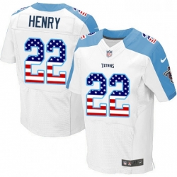 Mens Nike Tennessee Titans 22 Derrick Henry Elite White Road USA Flag Fashion NFL Jersey