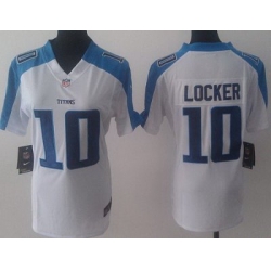 Women Nike Tennessee Titans 10 Jake Locker White NFL Jerseys