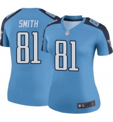 Women Tennessee Titans 81 Jonnu Smith Light Blue Rush Limited Jersey