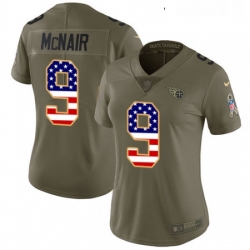 Womens Nike Tennessee Titans 9 Steve McNair Limited OliveUSA Flag 2017 Salute to Service NFL Jersey