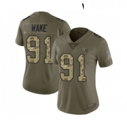 Womens Tennessee Titans 91 Cameron Wake Limited Olive Camo 2017 Salute to Service Football Jersey