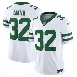 Men New York Jets 32 Michael Carter White 2023 F U S E  Vapor Limited Throwback Stitched Football Jersey