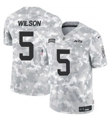 Men New York Jets 5 Garrett Wilson 2024 F U S E Arctic Camo Salute To Service Limited Stitched Football Jersey