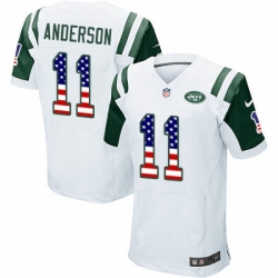 Mens Nike New York Jets 11 Robby Anderson Elite White Road USA Flag Fashion NFL Jersey