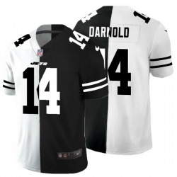 New York Jets 14 Sam Darnold Men Black V White Peace Split Nike Vapor Untouchable Limited NFL Jersey