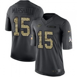 Nike Jets #15 Brandon Marshall Black Mens Stitched NFL Limited 2016 Salute to Service Jersey