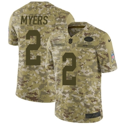 Nike Jets 2 Jason Myers Camo Mens Stitched NFL Limited 2018 Salute To Service Jersey