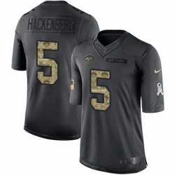 Nike Jets #5 Christian Hackenberg Black Mens Stitched NFL Limited 2016 Salute to Service Jersey