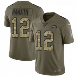 Youth Nike New York Jets 12 Joe Namath Limited OliveCamo 2017 Salute to Service NFL Jersey