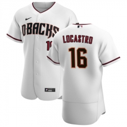 Men Arizona Diamondbacks 16 Tim Locastro Men Nike White Crimson Flex Base Home Team MLB Jersey